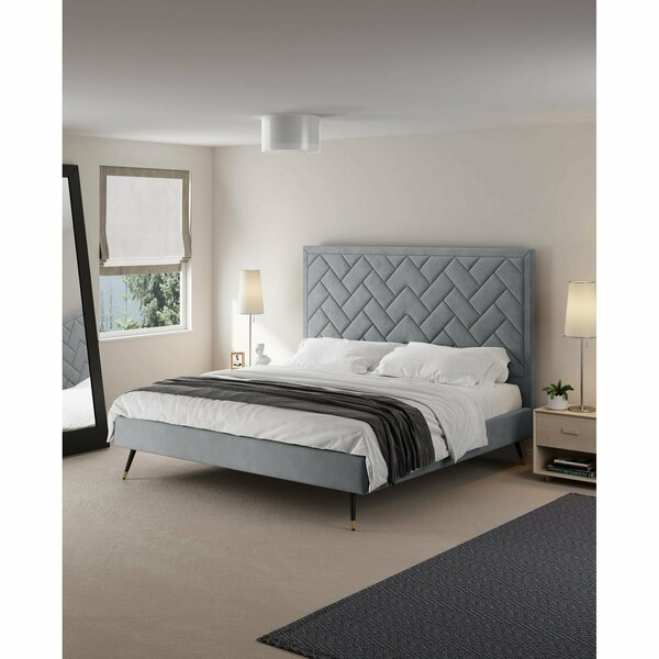Manhattan Comfort Crosby King-Size Bed in Grey BD009-KG-GY